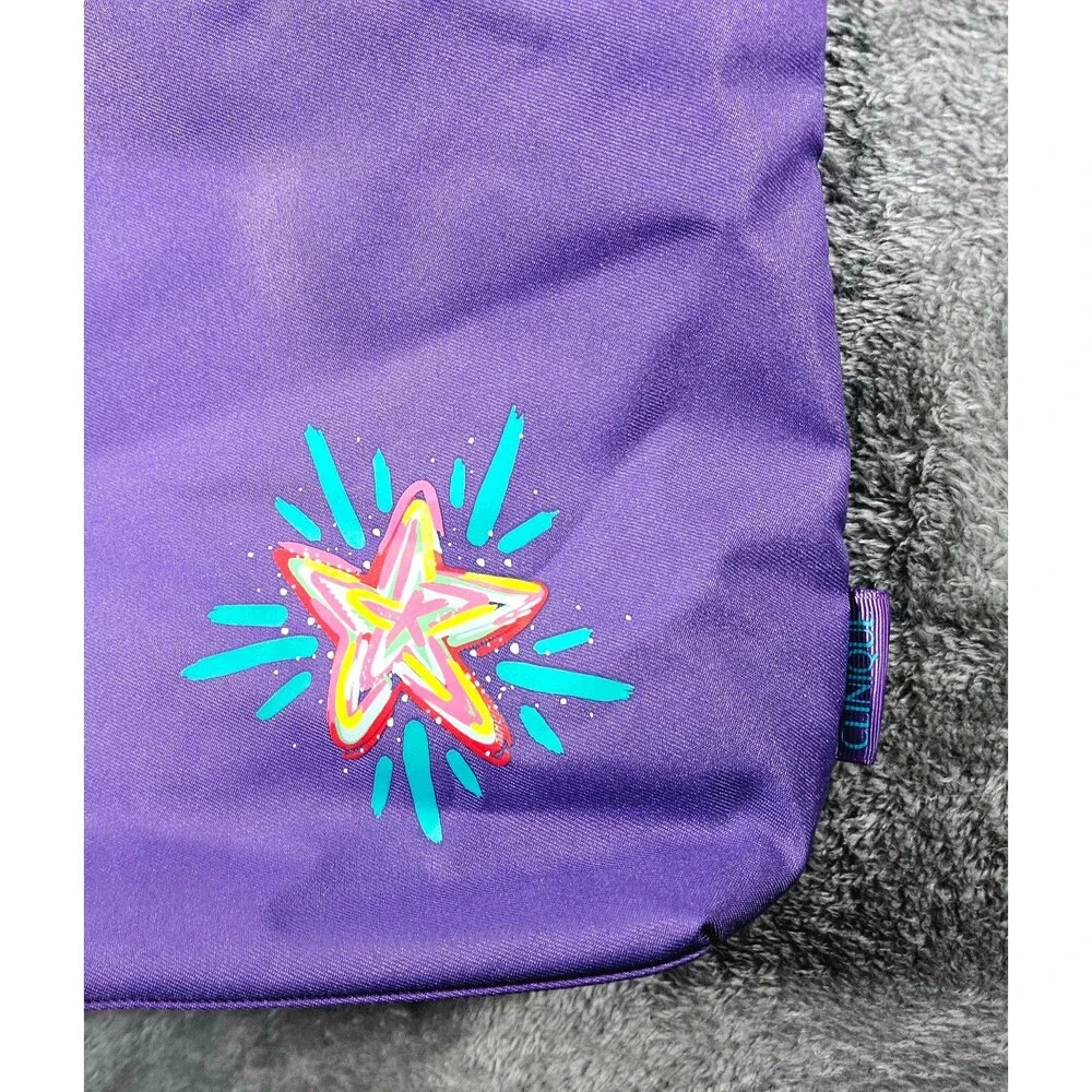 NWT Clinique Reversible Purple Teal Tote Bag Sz 13'x15'